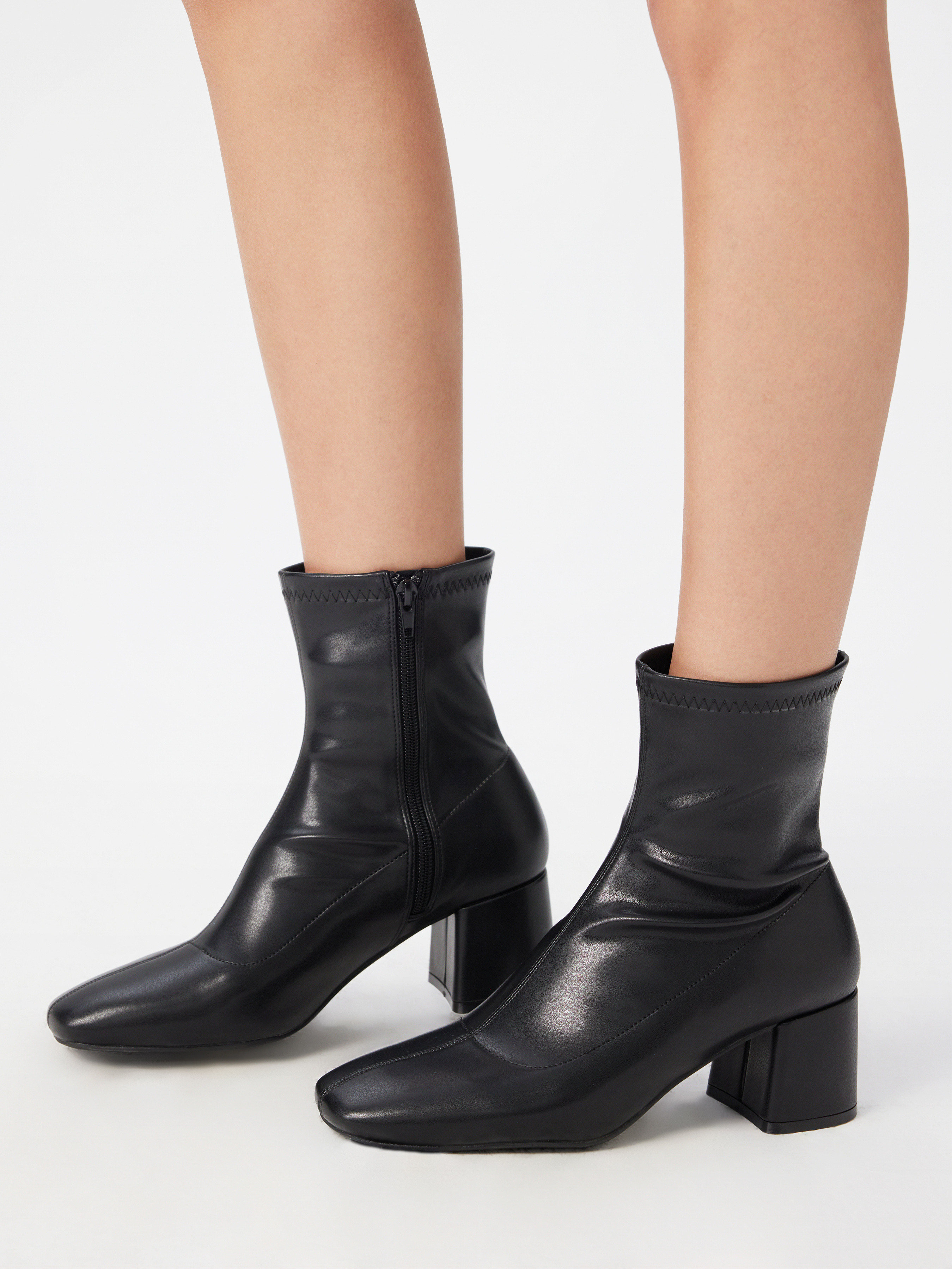 SQUARE TOE CHUNKY HEELED ANKLE BOOTS For Daily Casual Date Music Festival/Live House Work | Cider