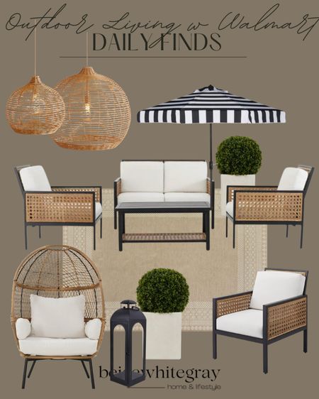 Can you believe these beautiful outdoor finds are all from Walmart? From the woven outdoor furniture set, to the topiary’s, rug, pendants and lanterns! 

#LTKhome #LTKFind #LTKSeasonal