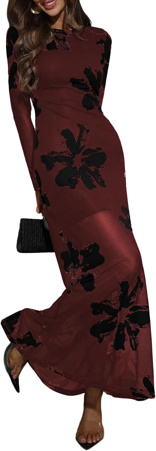 Verdusa Women's Fall Wedding Guest Dresses Long Sleeve Formal Dress | Amazon (US)