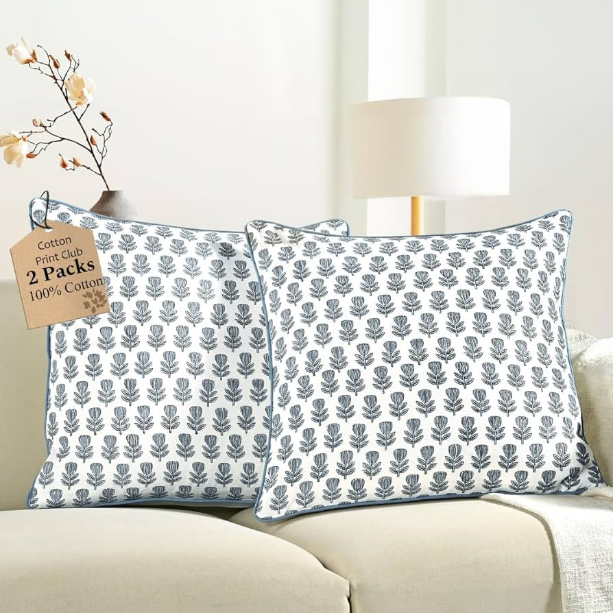CPC Throw Pillow Covers for Couch, 20x20 Inch Decorative Couch Pillows for Living Room, 100% Cott... | Amazon (US)