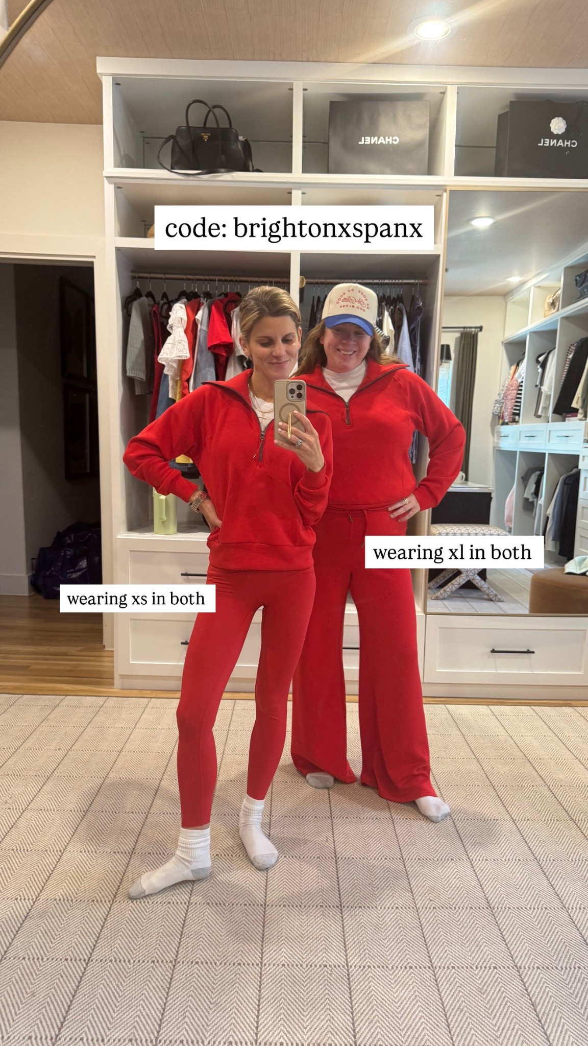 My Spanx code is BRIGHTONXSPANX 20% off for first time customers

I wear xs in both leggings and top
Lally wears xl in both 