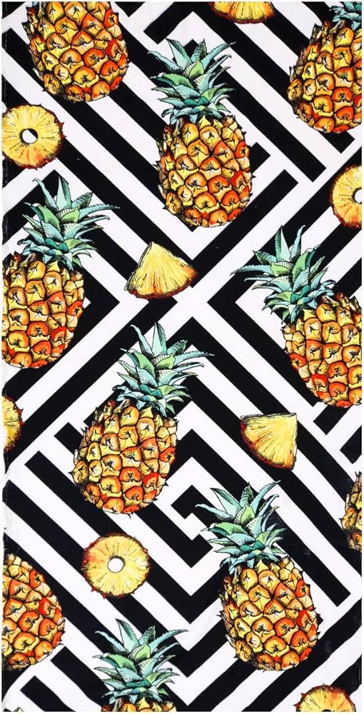LIVILAN Pineapple Microfiber Striped Beach Towel Blanket, 30”x60” Oversized Thin Soft Swim Po... | Amazon (US)
