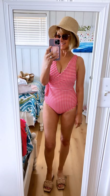 Gingham one-piece comes in three different colors!  Cropped rashguard with 50 UPF SUN PROTECTION! 

#LTKSaleAlert #LTKSwim #LTKOver40