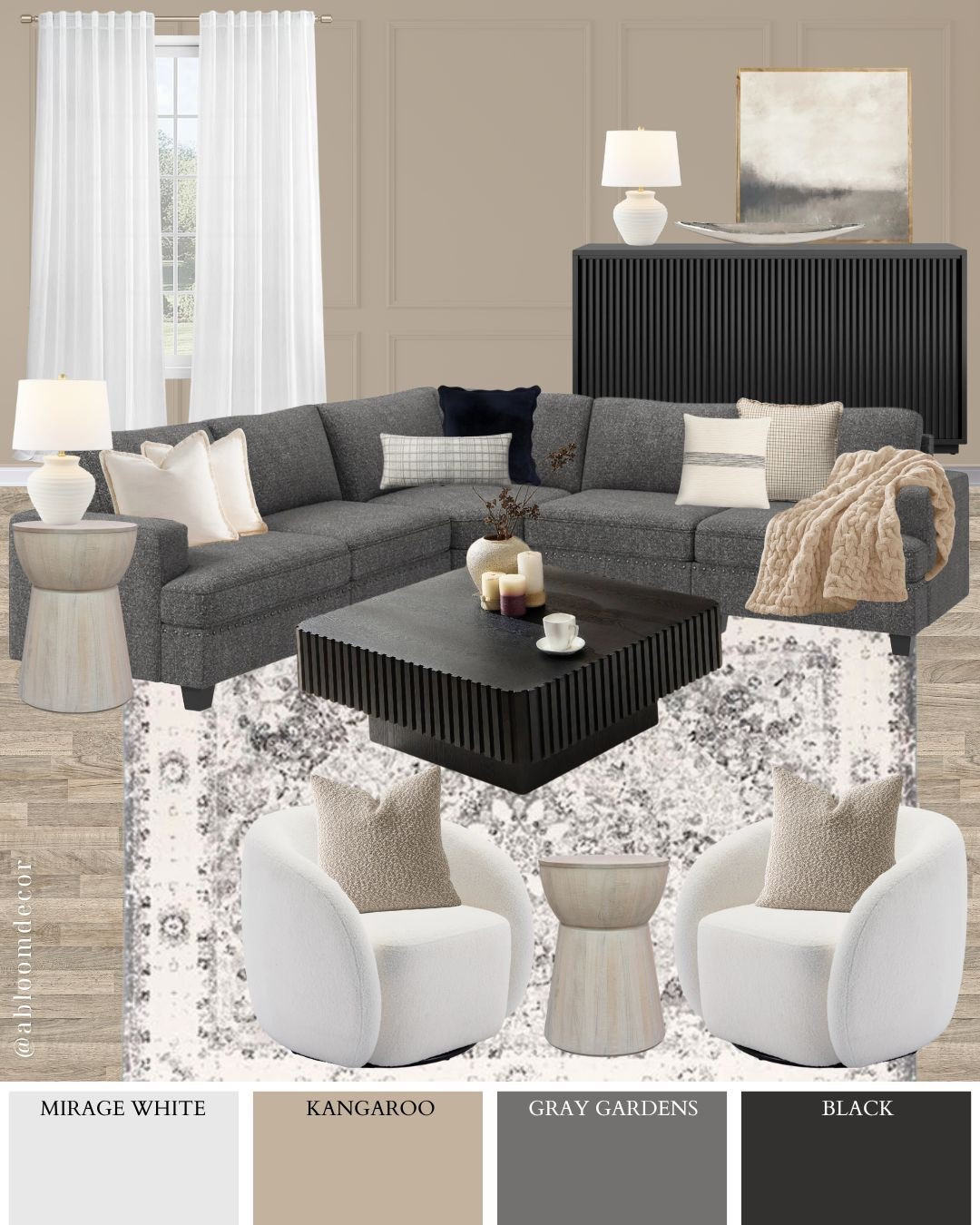 Neutral and Black Contemporary Living Room Design

#LTKHome