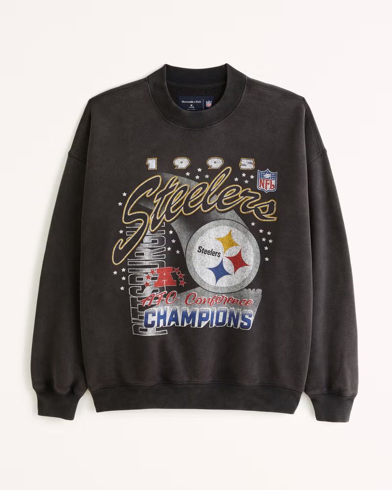 Abercrombie & Fitch Men's Pittsburgh Steelers Graphic Crew Sweatshirt in Black - Size XS | Abercrombie & Fitch (US)