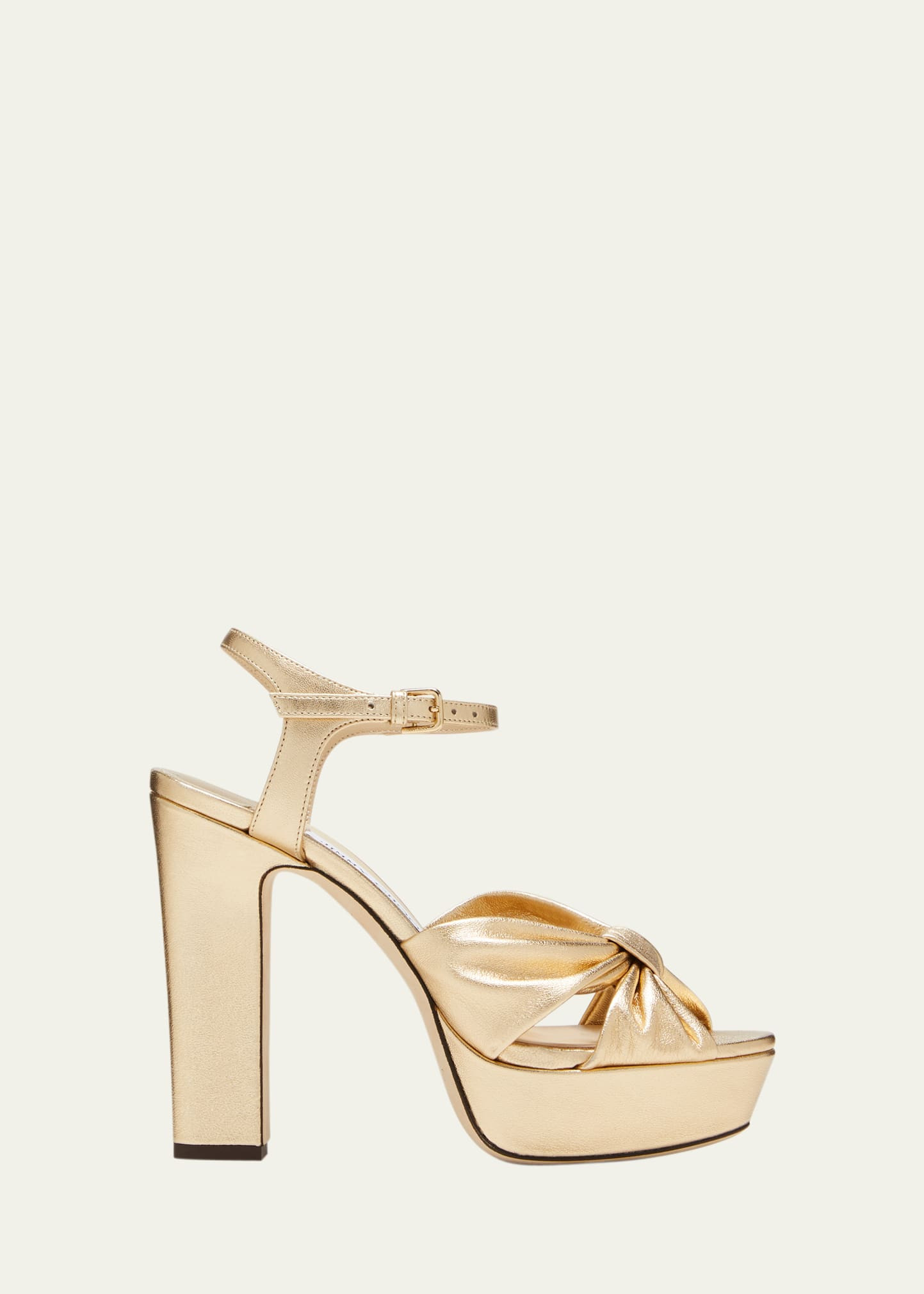 Jimmy Choo Heloise Metallic Ankle-Strap Platform Sandals | Bergdorf Goodman