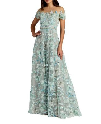 High Neck Cap Sleeve Embellished A-Line Gown | Bloomingdale's (US)