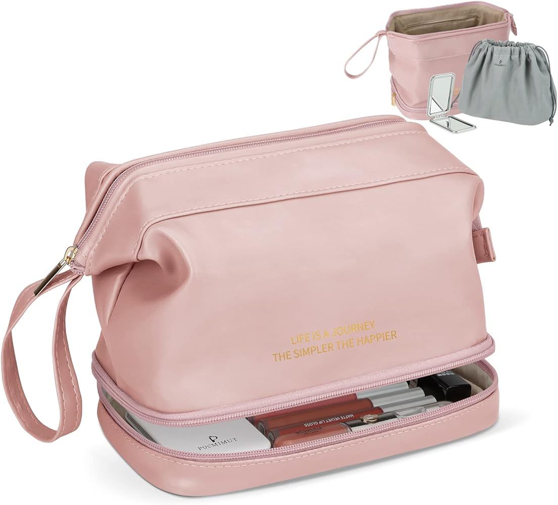 Amazon.com: Pocmimut Makeup Bag Cosmetic Bag for Women 2-in-1 Portable Drawstring Travel Makeup B... | Amazon (US)