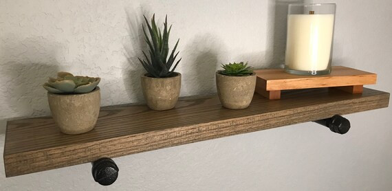 Industrial Pipe Farmhouse Wall Mount Floating Shelf With Red - Etsy | Etsy (US)