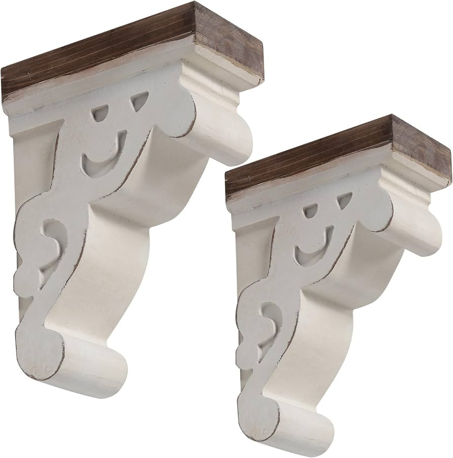 SOFE Corbels for Shelves Countertops, White Wood Bookends Decorative, 1 Pair Farmhouse Book Ends,... | Amazon (US)