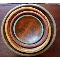 Painted Wooden Bowl/Wood Bowls/ Distressed Wooden Vintage Primitive Bowls | Etsy (US)