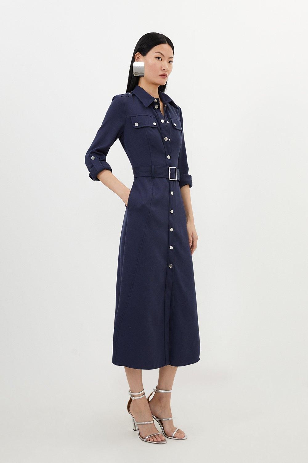 Tailored Belted Midi Shirt Dress | Karen Millen US