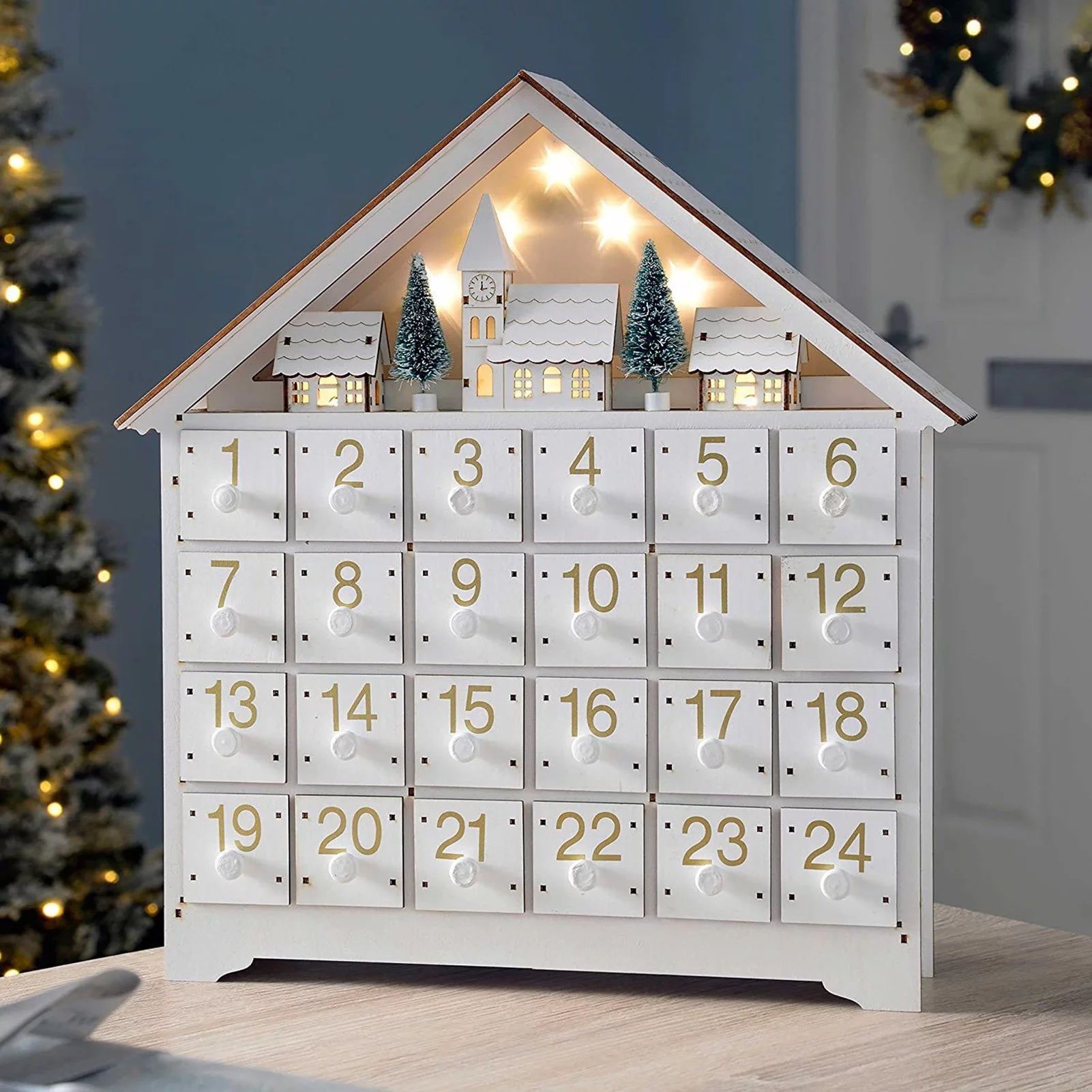 GROFRY Christmas Advent Calendar Built-in LED Light Fadeless Gifts Crafts Battery Powered 24 Day ... | Walmart (US)
