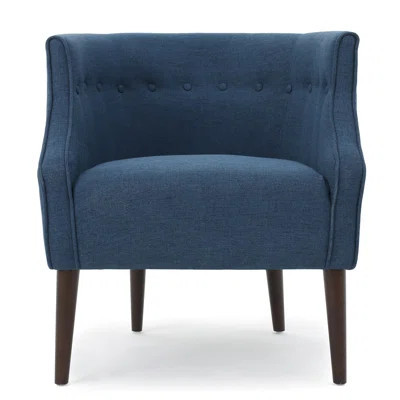 Elegant Navy Blue Tub - Fabric, Button Tufting, Base Classy Comfortable Seat, Birch Legs | Wayfair North America