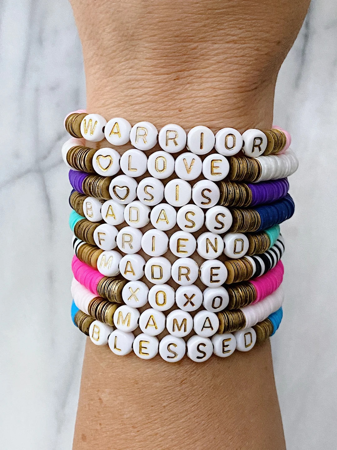 Customizable Colors Gold 6mm Heishi Custom Name Bracelet - Etsy | Etsy (US)