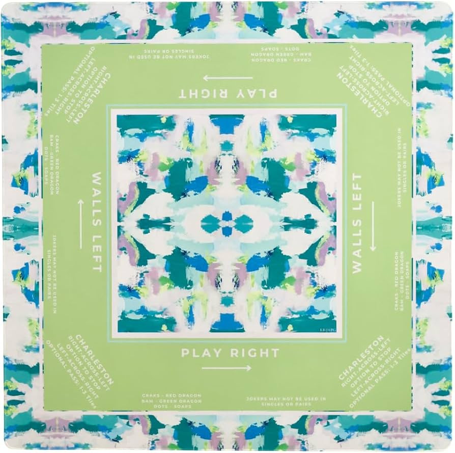 KRD x Preppy Goods Seaglass Garden Mahjong Mat - Blue & Green Grandmillennial Mahjong Playing Mat... | Amazon (US)