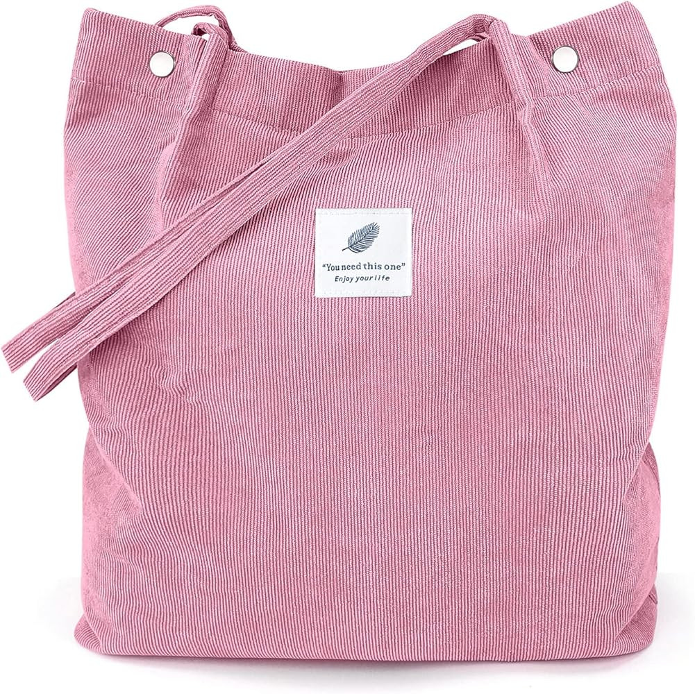 Women Corduroy Tote Bag, Corduroy Bag Women's Shoulder Purses Reusable Grocery Shoulder Bag for O... | Amazon (US)