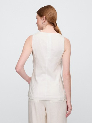 Longline Linen-Blend Vest | Gap Factory