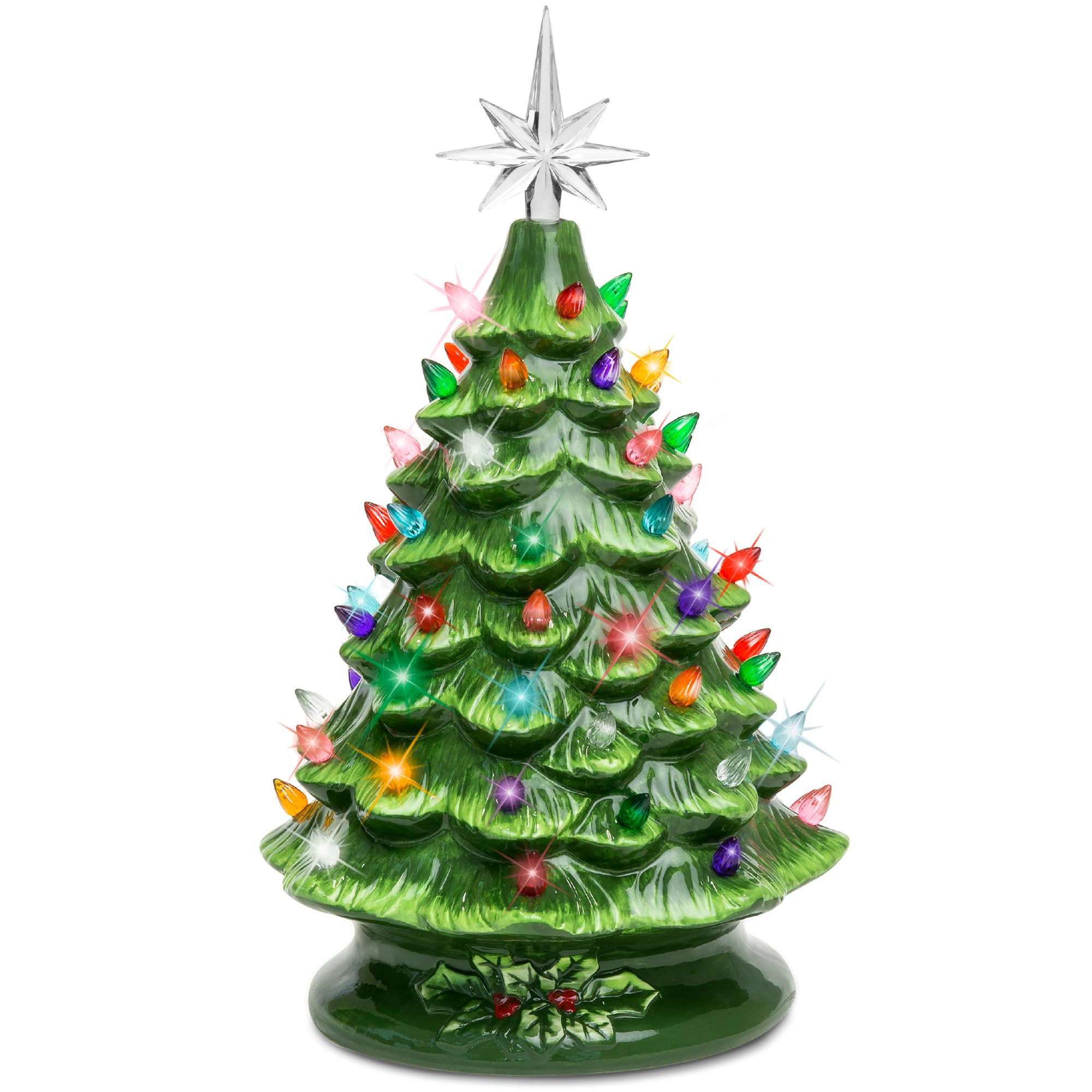 Best Choice Products 15in Ceramic Christmas Tree, Pre-lit Hand-Painted Tabletop Holiday Tree, Sta... | Amazon (US)