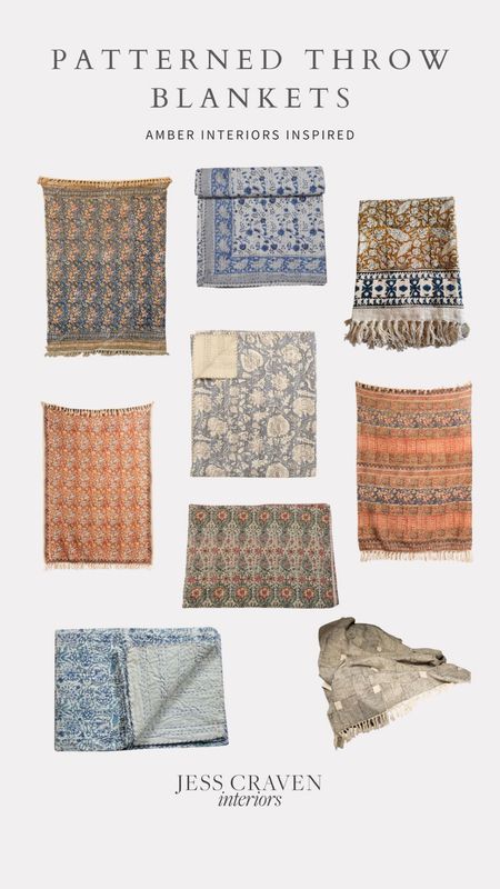 Patterned throw blankets, kantha throw blankets, Amber Interiors inspired throw blankets, bedding, end of bed blanket 

#LTKHoliday #LTKhome #LTKstyletip