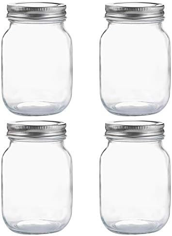 Glass Regular Mouth Mason Jars, 16 oz Clear Glass Jars with Silver Metal Lids for Sealing, Cannin... | Amazon (US)