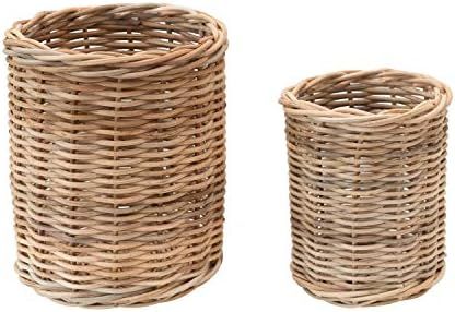 Creative Co-Op Hand-Woven Wicker Container, Natural, Set of 2 Basket, 2 | Amazon (US)