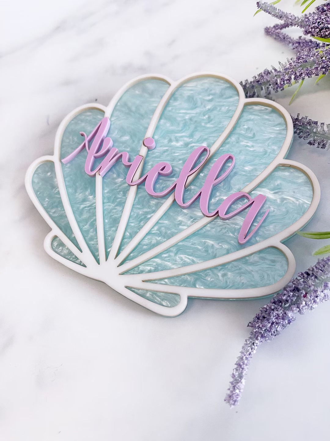 Baby Girl Mermaid Name Sign Shell Name Announcement Sign Newborn Photo Prop Mermaid Nursery - Ets... | Etsy (US)