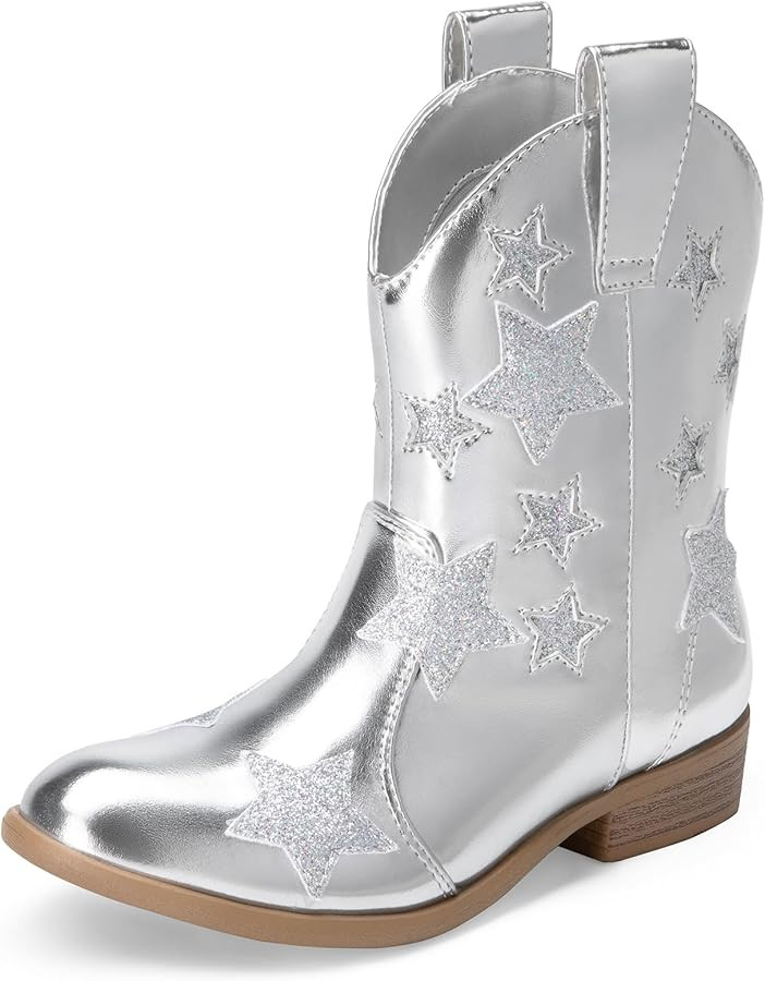 DREAM PAIRS Girls Cowgirl Boots Cowboy Western Mid Calf Star Boots for Kids | Amazon (US)
