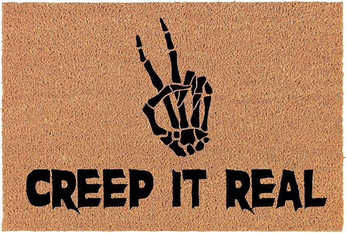 Welcome Doormat Coco Coir Door Mat Gift Creep It Real Skeleton Halloween (24" x 16") | Amazon (US)