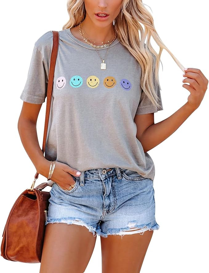 Eurivicy Women's T-Shirts Summer Funny Graphic Short Sleeve Tops Loose Casual Crew Neck Tees | Amazon (US)