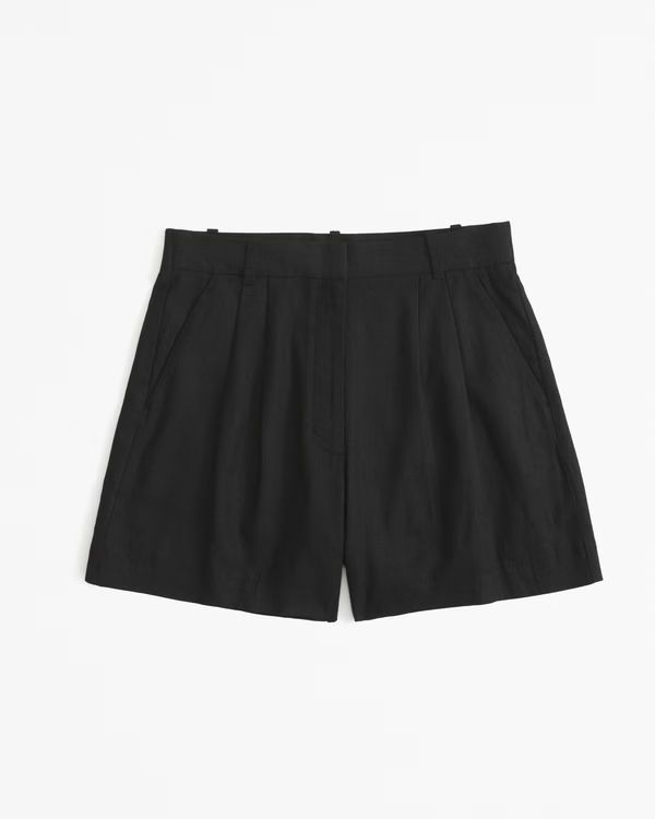 Curve Love A&F Sloane Tailored Linen-Blend Short | Abercrombie & Fitch (US)