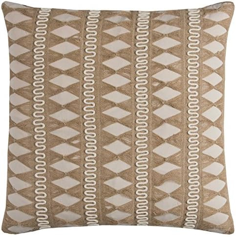 Jute Pulled Chord Shows As A Stripe Cotton Decorative Throw Pillow Cream Textured Bohemian Eclect... | Amazon (US)