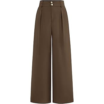 BTFBM Women Wide Leg Dress Pants 2025 High Waisted Button Pleated Business Casual Trousers Office... | Amazon (US)