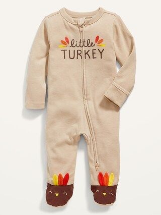 Unisex Sleep & Play Thanksgiving-Graphic Footed One-Piece for Baby | Old Navy (US)