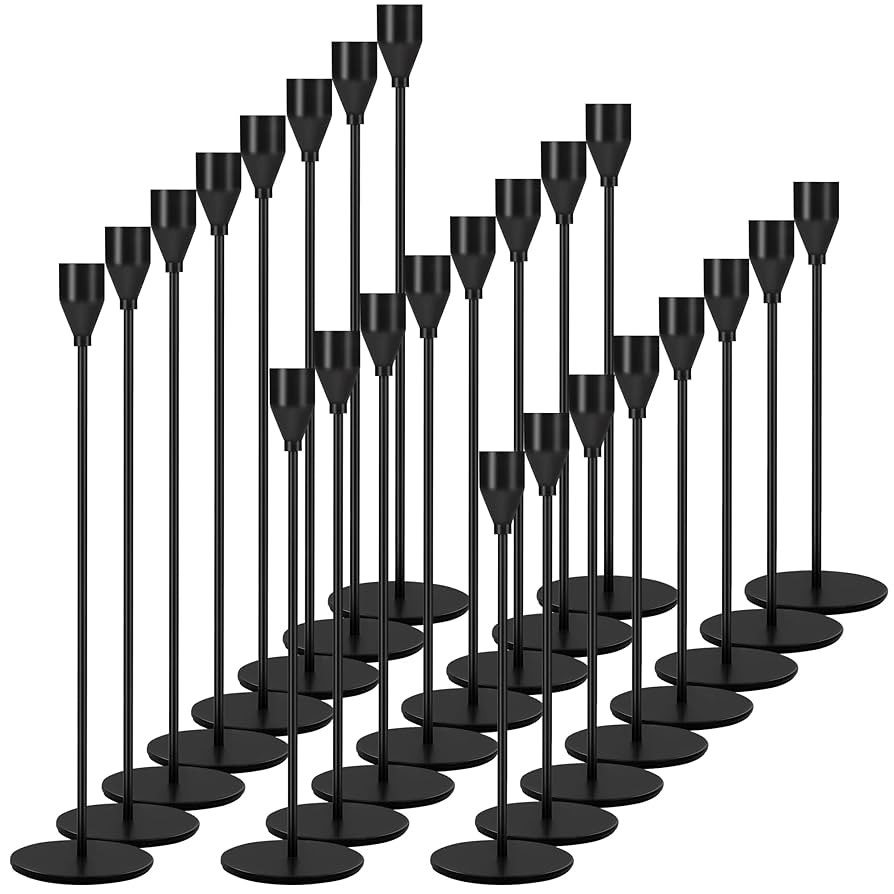 24Pcs Candle Holders, Black Candlestick Holder in Bulk Taper Candle Holders for Pillar Candles Me... | Amazon (US)