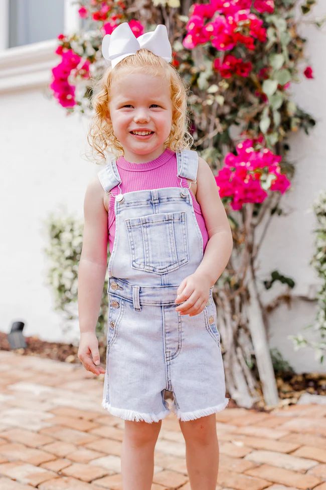 My Favorite Kid's Stretchy Shorts Overalls | Pink Lily