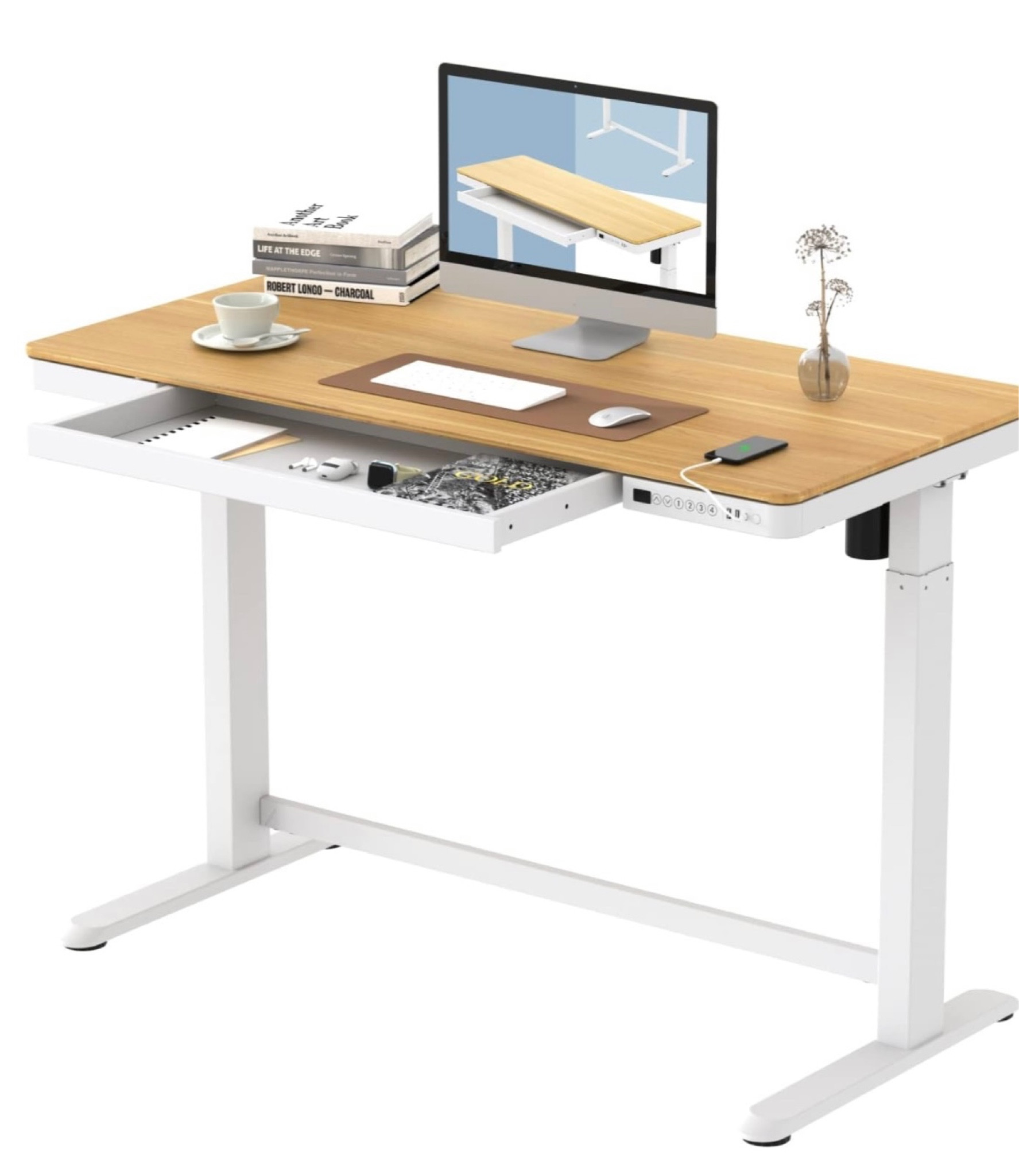 the standing desk i got for my new office, adjustable white wood drawer charging station 

#LTKxPrimeDay #LTKBacktoSchool #LTKFind