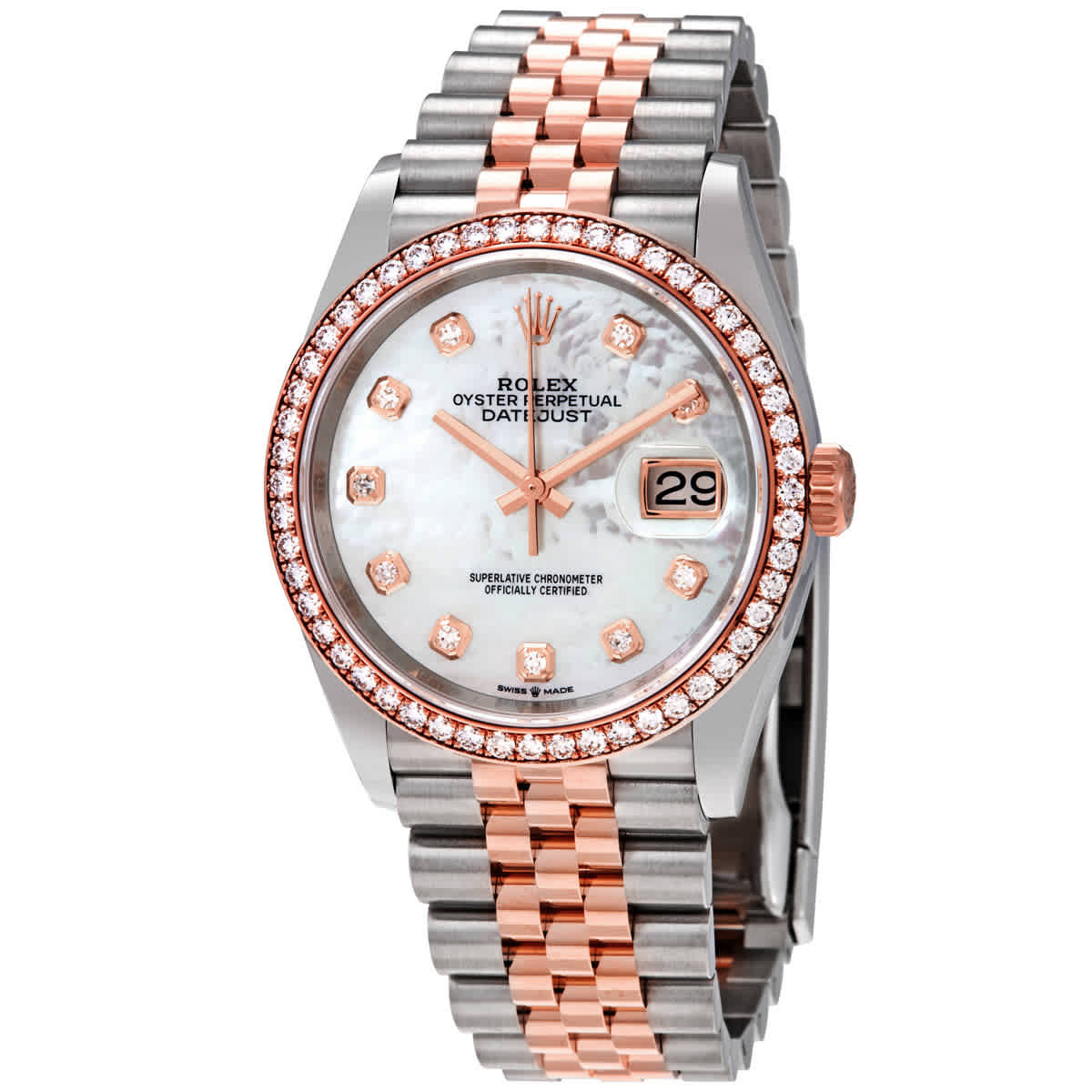 Rolex Datejust 36 Mother of Pearl Diamond Dial Steel and 18k Everose Gold Jubilee Watch 126281MDO | Jomashop.com & JomaDeals.com