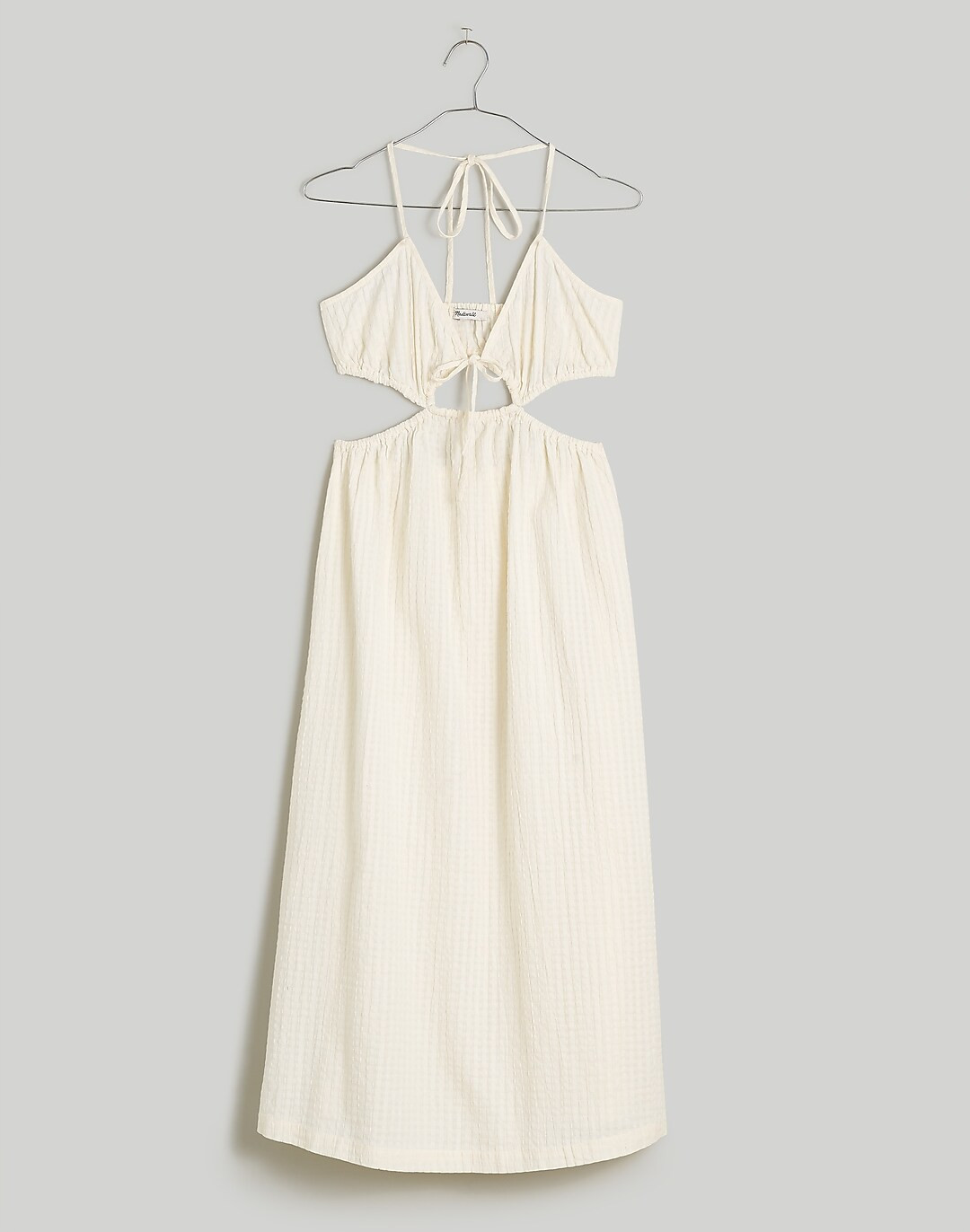 Seersucker Tie-Front Cutout Midi Dress | Madewell