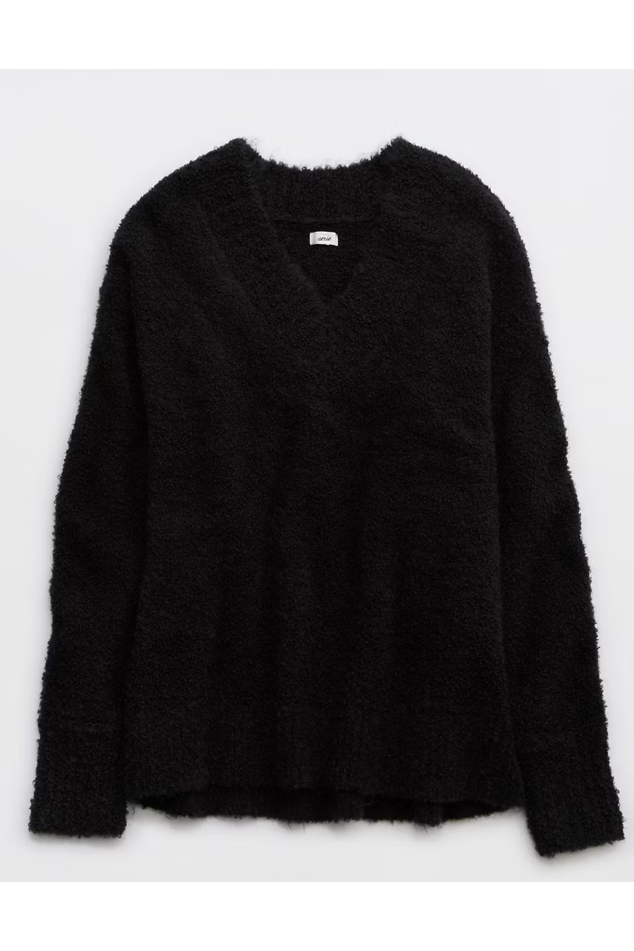 Aerie Teddy Boucle Sweater Women's True Black L | American Eagle Outfitters (US & CA)