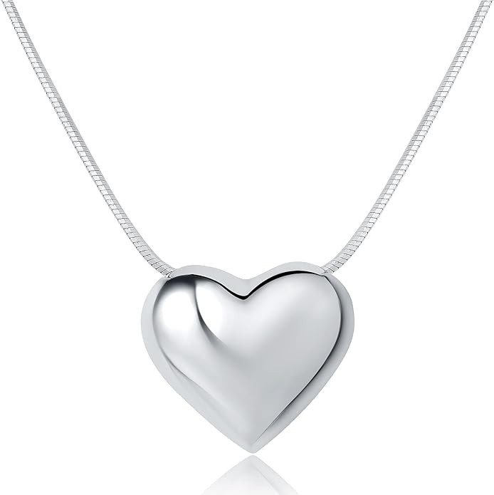 925 Sterling Silver Heart Pendant Necklaces for Women, Silver Heart Necklace for Women Mom Birthd... | Amazon (US)