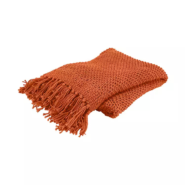 New! Orange Cotton Tassel Throw | Kirkland's Home