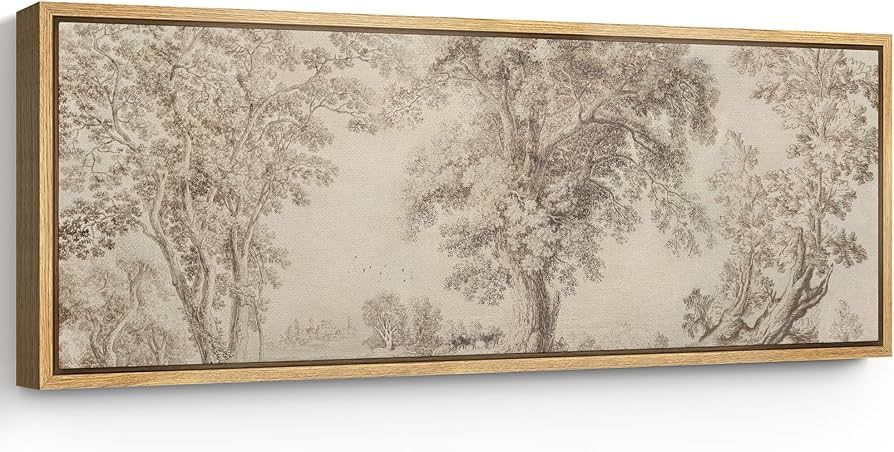 SIGNFORD Large Framed Canvas Print Wall Art Vintage Arboreal Trees in an Etching Illustrations Mo... | Amazon (US)