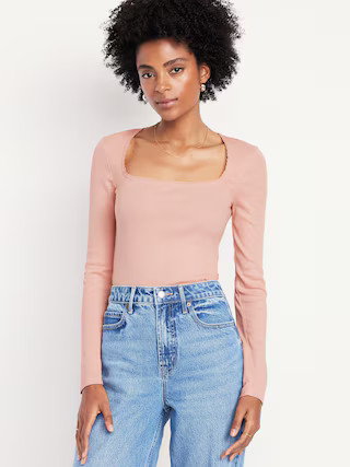 Long-Sleeve Square-Neck Top | Old Navy (US)