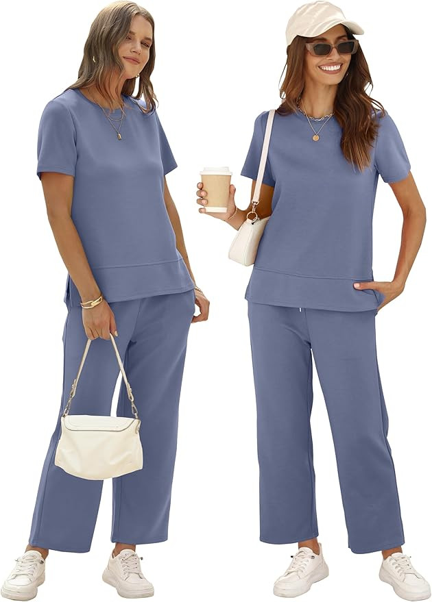 XIEERDUO Women's 2 Piece Lounge Set Fashion Travel Outfits Vacation Tracksuit Comfy Wide Leg Airp... | Amazon (US)