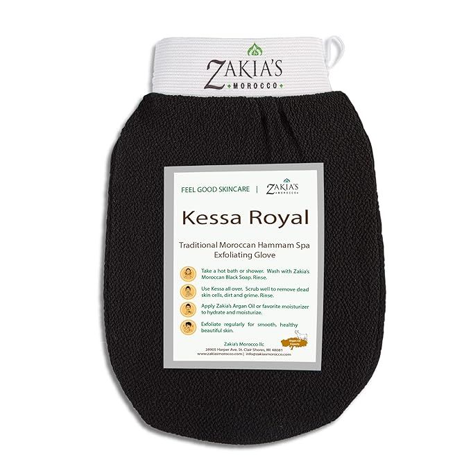 Zakia's Morocco Original Kessa Exfoliating Glove - Charcoal Black - Removes unwanted dead skin, d... | Amazon (US)