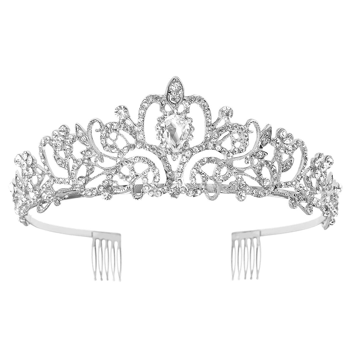 Schmoopy Tiara Crown for Women, Crystal Tiara for Bridal Prom Queen Birthday Wedding Party (A-Sil... | Amazon (US)