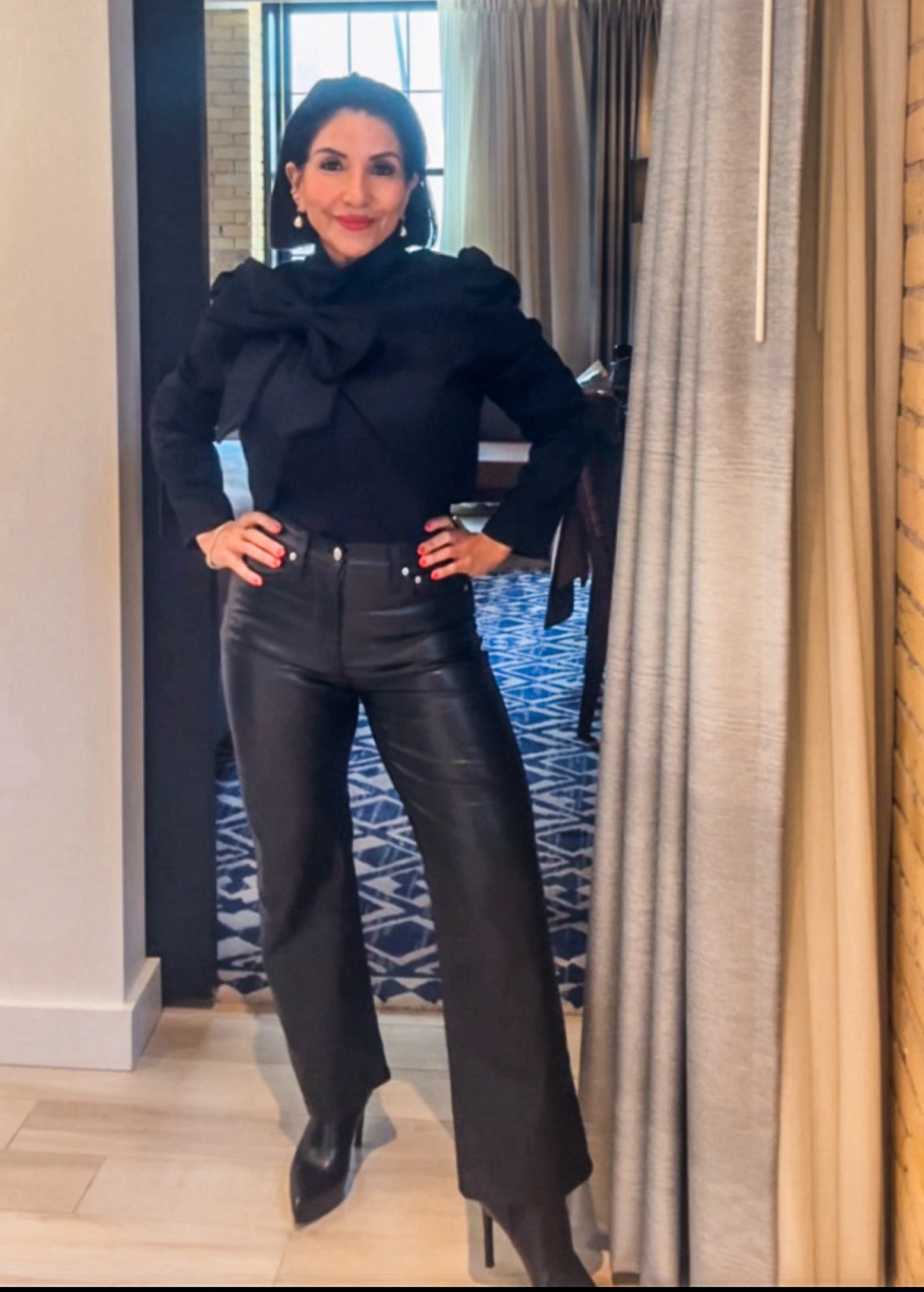 Work OOTD 
Alice & Olivia Black Bow Jacket 
Faux Leather Trousers 
YSL Boots 
Similar Pearl Earrings 

#LTKBeauty #LTKOver40 #LTKStyleTip
