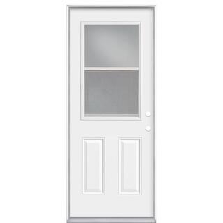 32 in. x 80 in. Premium Vent Clear Steel 1/2-Lite Left-Hand Inswing Primed White Prehung Front Ex... | The Home Depot