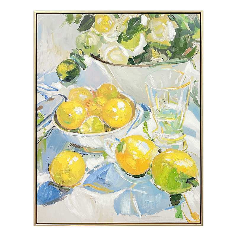 Framed Hand Painted Floral with Fruit Wall Art, 28x22 | At Home